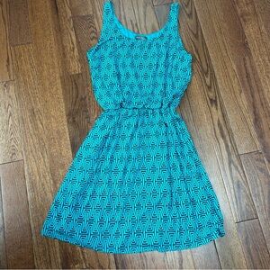 Market & Spruce Teal Navy Geometric Mini Dress Size M